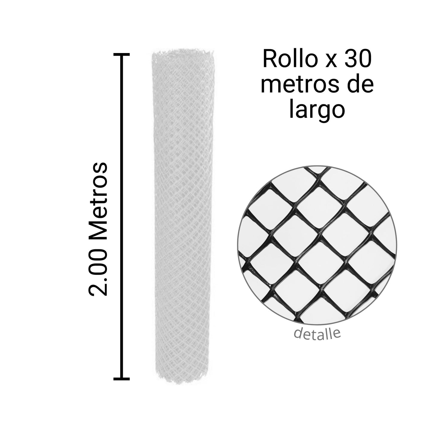 Malla Plástica Hexagonal Pollito 25mmX25mm H200 Rollo 30mt Color Cristal