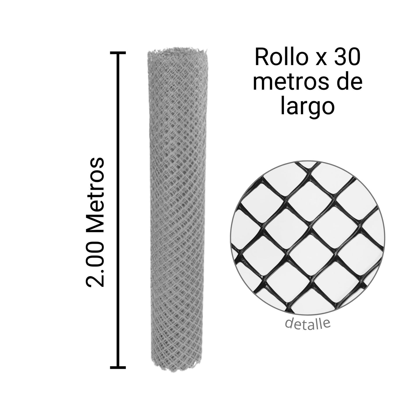 Malla Plástica Hexagonal Pollito 25mmX25mm H200 Rollo 30mt Color Gris