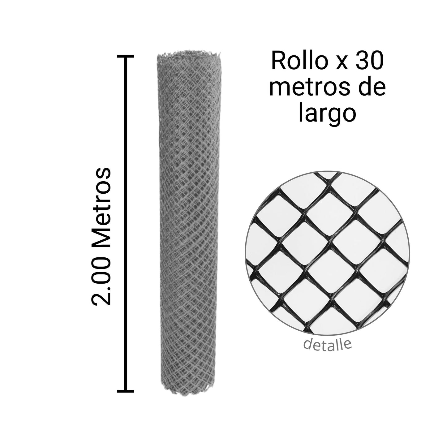 Malla Plástica Hexagonal Pollito 25mmX25mm H200 Rollo 30mt Color Metalizado
