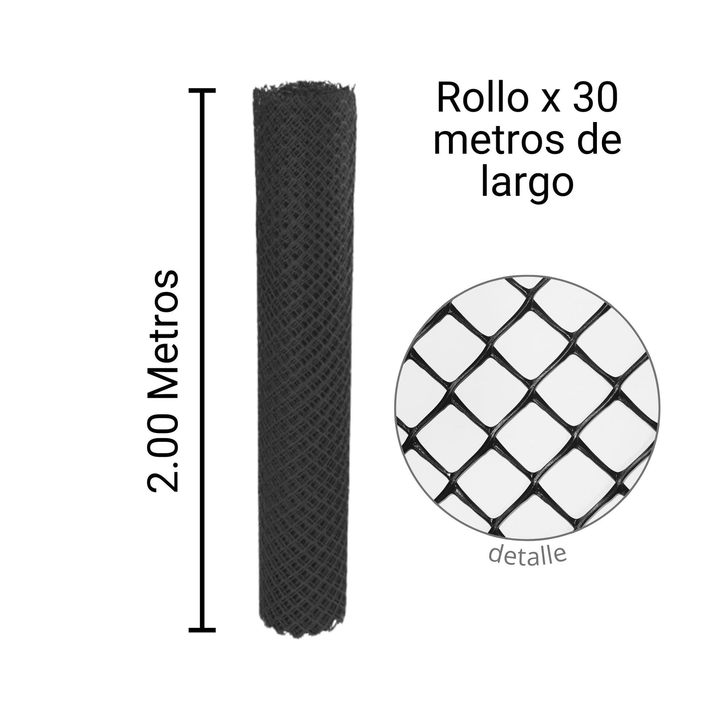 Malla Plástica Hexagonal Pollito 25mmX25mm H200 Rollo 30mt Color Negro