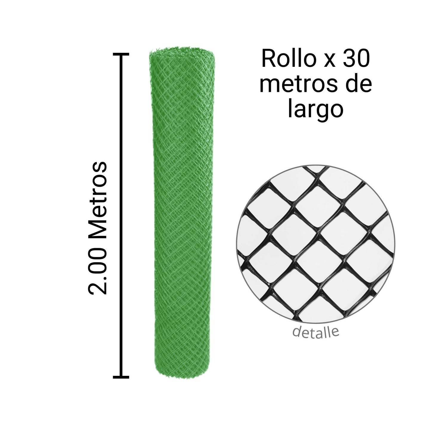 Malla Plástica Hexagonal Pollito 25mmX25mm H200 Rollo 30mt Color Verde