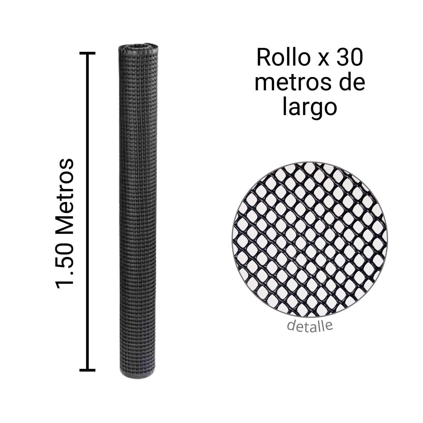 Malla Plástica Hexagonal Cafetera 4mmX4mm H150 Rollo 30mt Color Negro