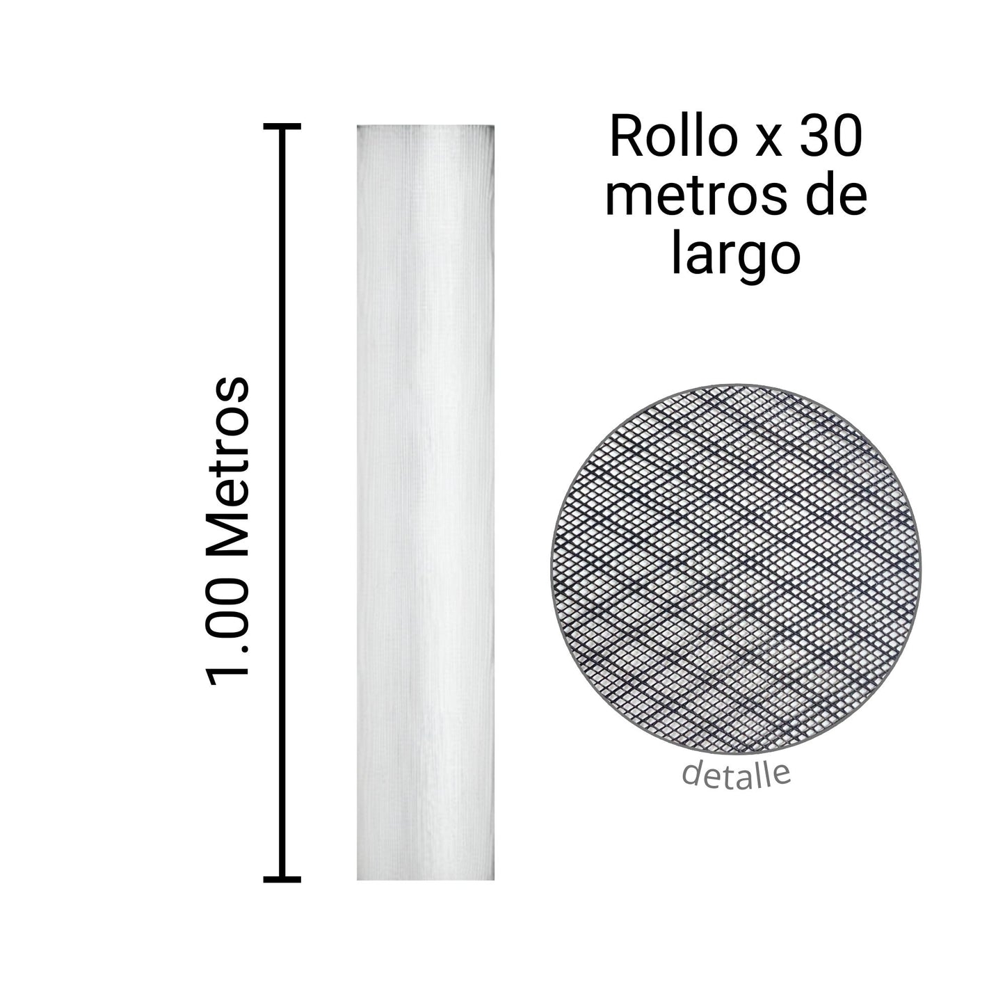 Malla Plástica Anti Mosquito H100cm Rollo 30mt Color Blanco