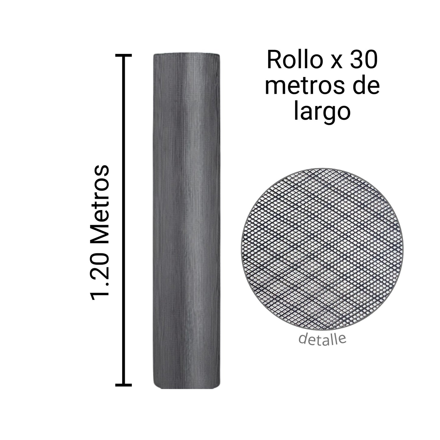 Malla Plástica Anti Mosquito H120cm Rollo 30mt Color Gris