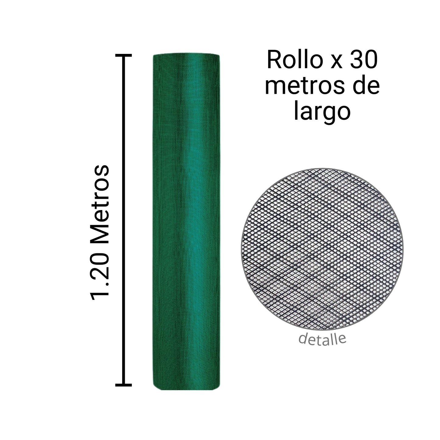 Malla Plástica Anti Mosquito H120cm Rollo 30mt Color Verde