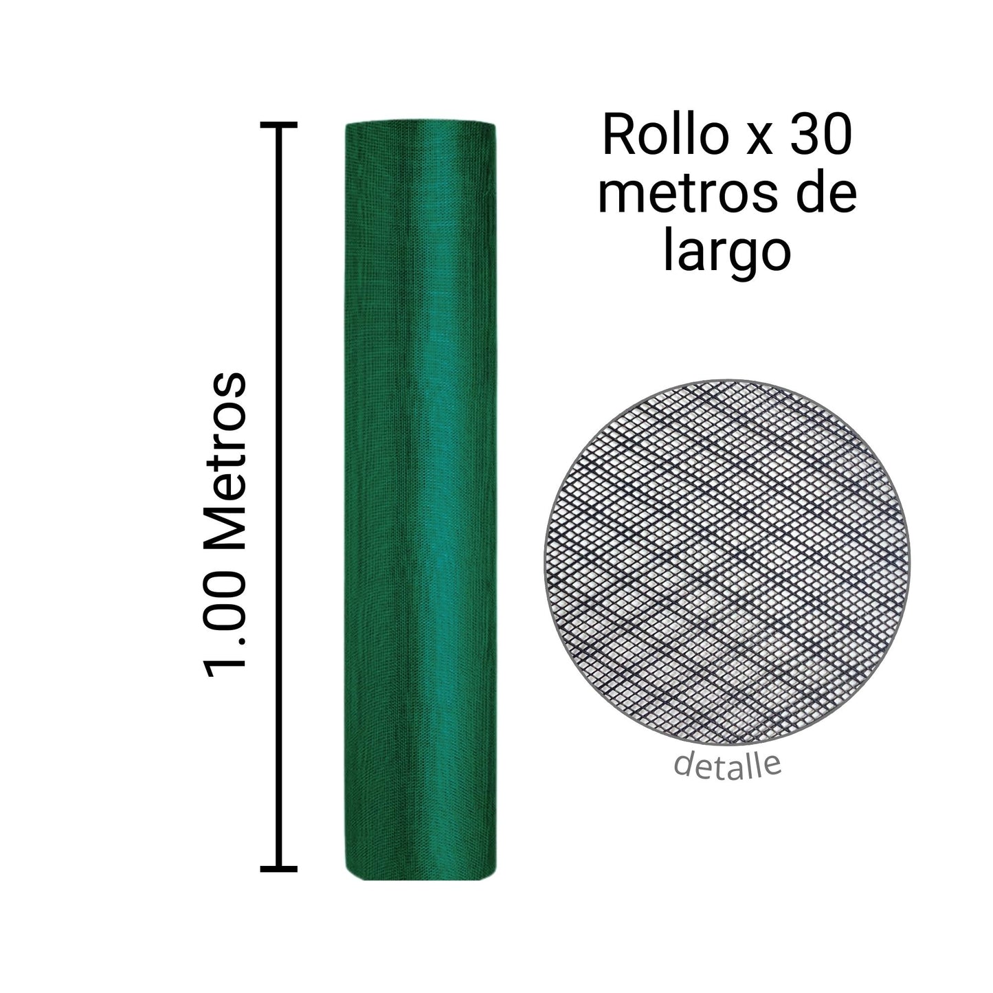 Malla Plástica Anti Mosquito H100cm Rollo 30mt Color Verde