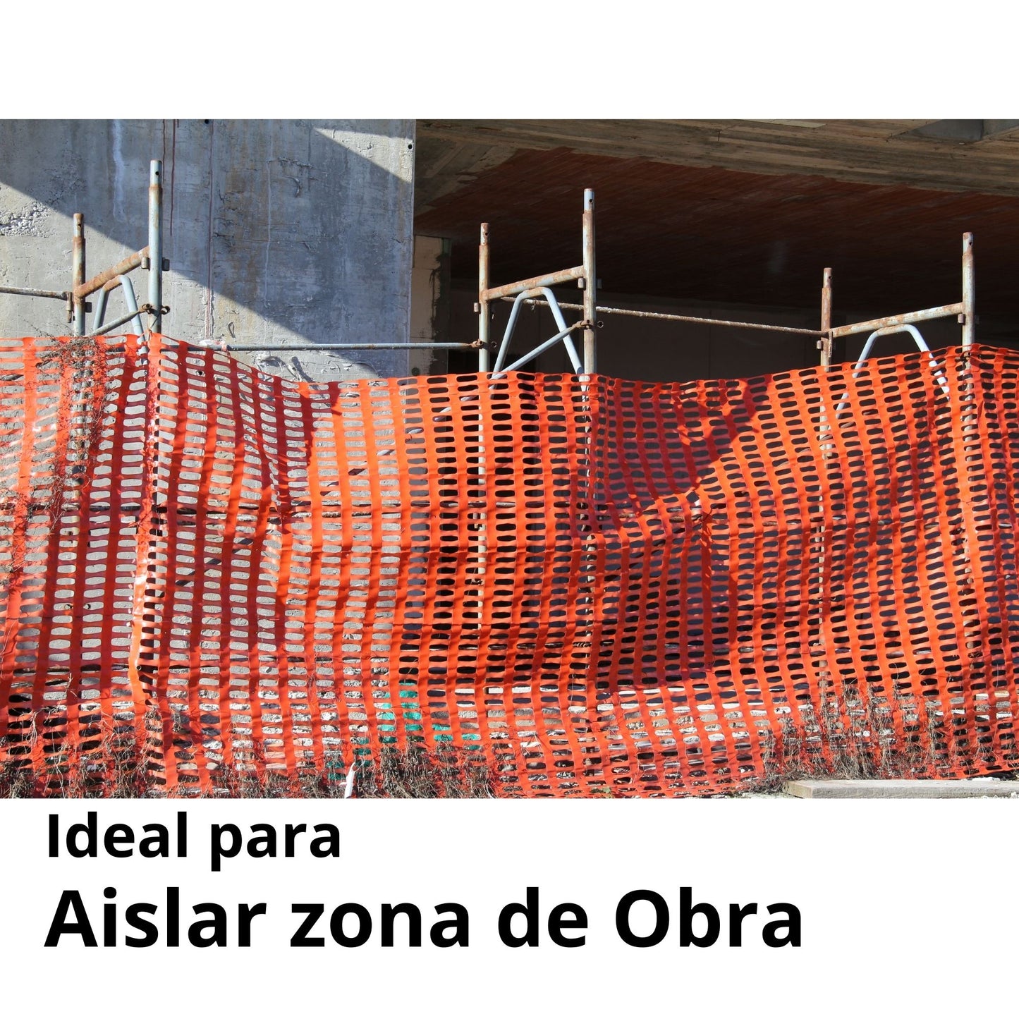 Malla Plástica Construcción H100cm Rollo 45mt Color Naranja