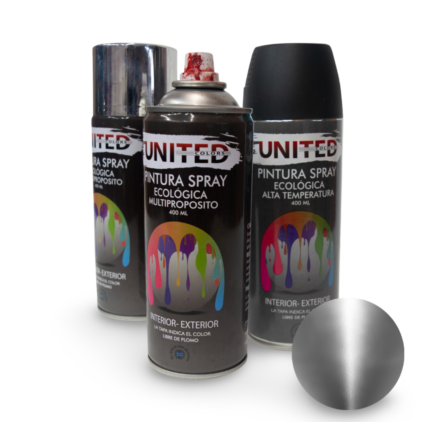 Pintura En Aerosol Cromo Plata Brillante 400ml United - UTACRPLB