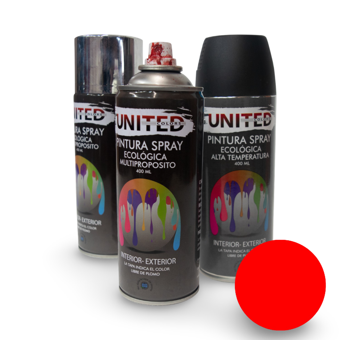 Pintura En Aerosol Rojo Fluorescente 400ml United - UTARJFL