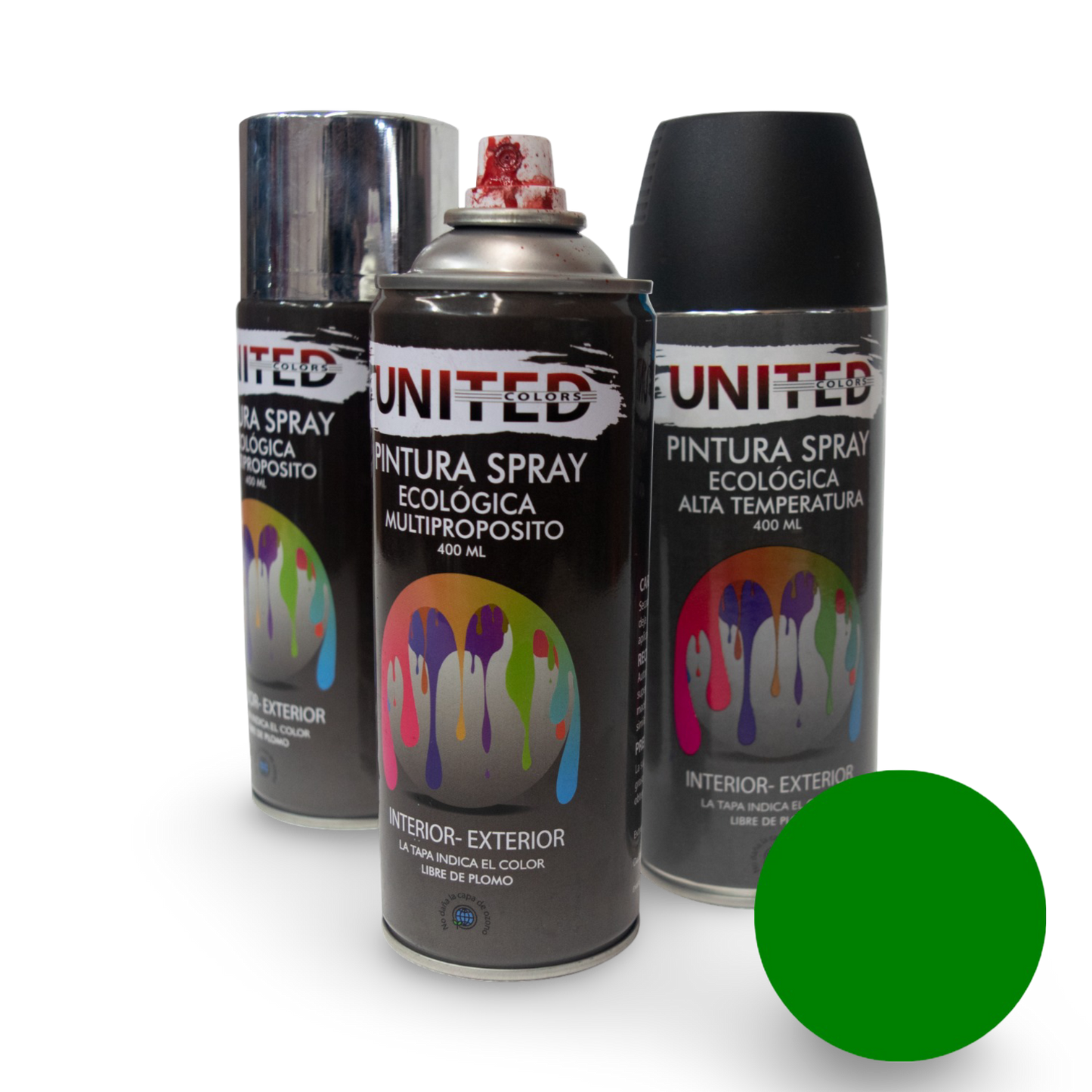 Pintura En Aerosol Verde Oscuro Brillante 400ml United - UTAVOSB