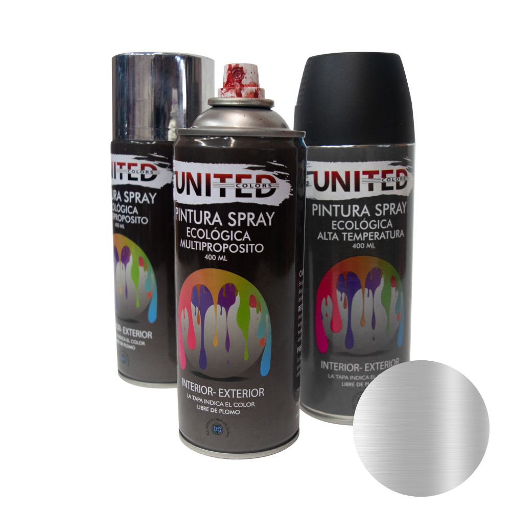 Pintura en Aerosol Gris Metálico Alta Temperatura 400ml UNITED