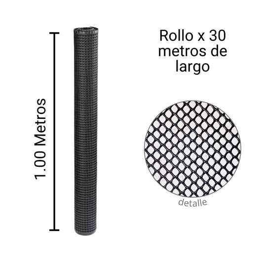 Malla Plástica Hexagonal Cafetera 4mmX4mm H100 Rollo 30mt Color Negro