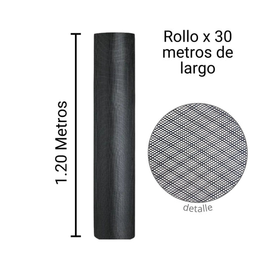 Malla Plástica Anti Mosquito H120cm Rollo 30mt Color Negro