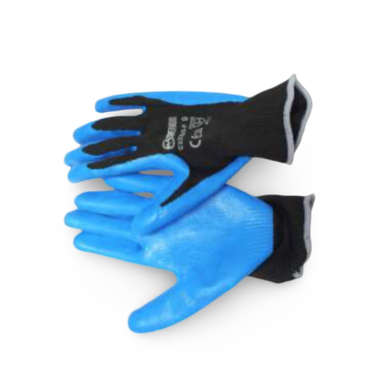Guante Superior Nylon Negro C/Capa Nitrilo Azul 7" Set x 10 - GSN7