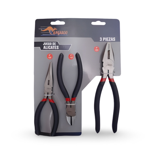Juego Alicates Electricista 3Piezas  (6"-6"-8") Kangaroo - JAK3P