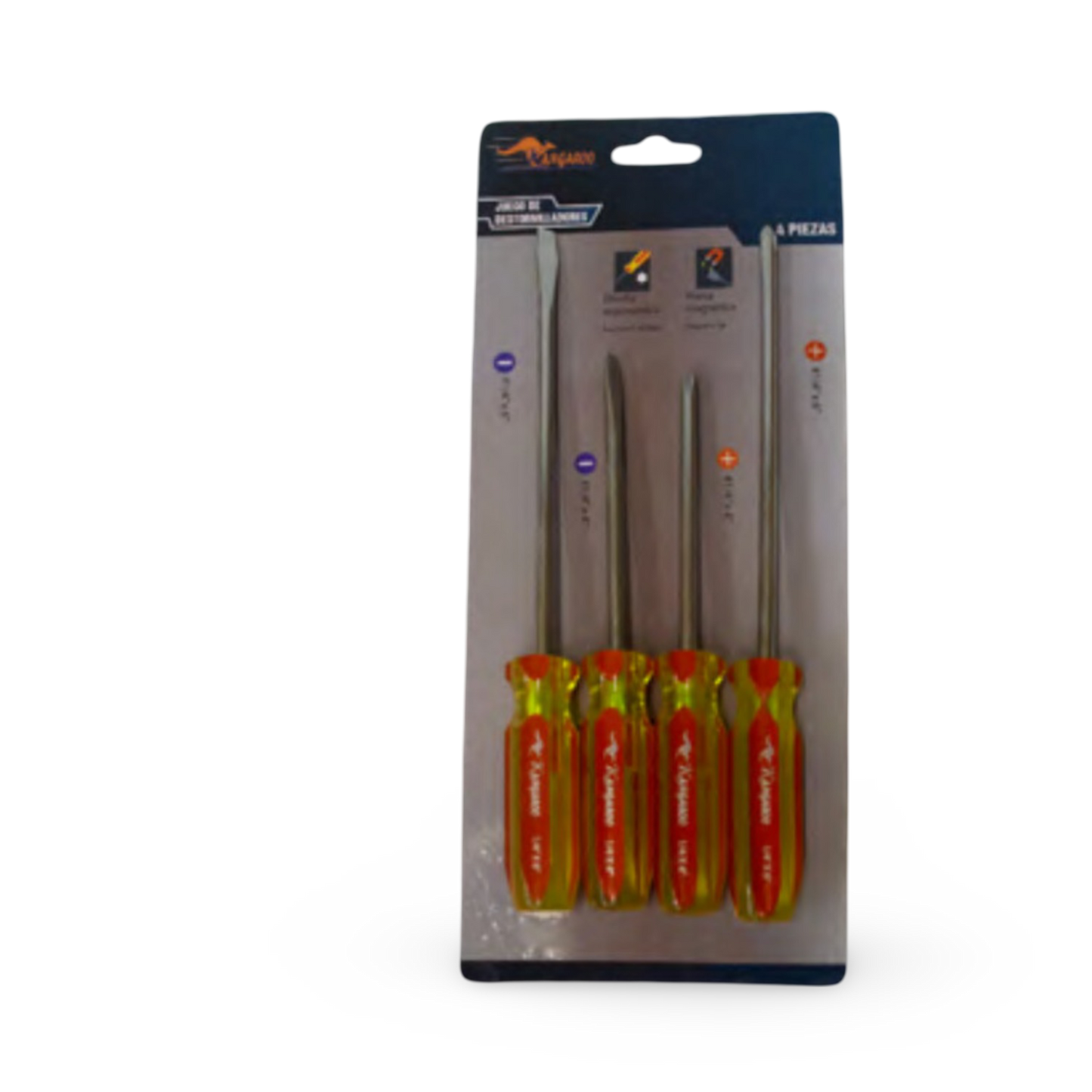 Juego De Destornilladores Mixto Económica 1/4" X 4 Piezas  Kangaroo - JGKAN4P