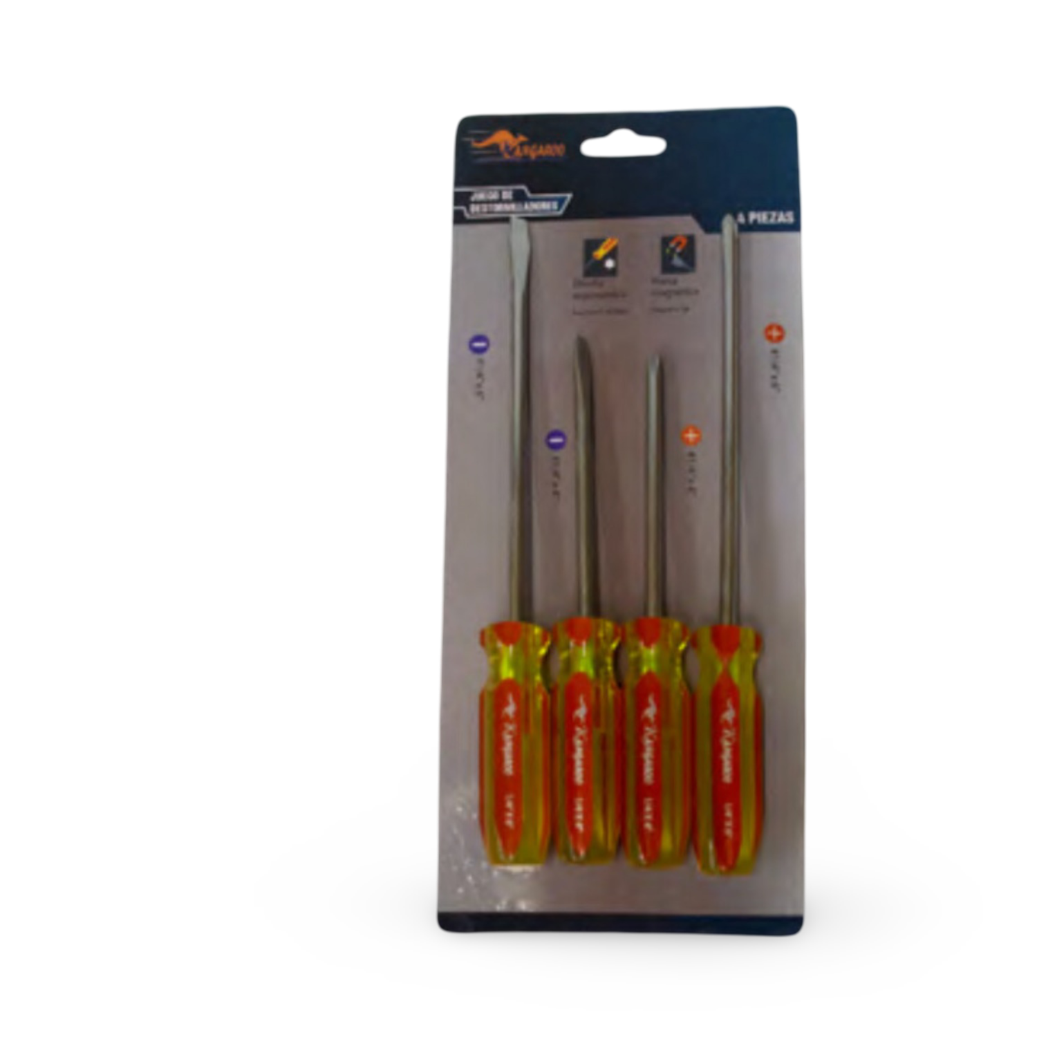 Juego De Destornilladores Mixto Económica 1/4" X 4 Piezas  Kangaroo - JGKAN4P