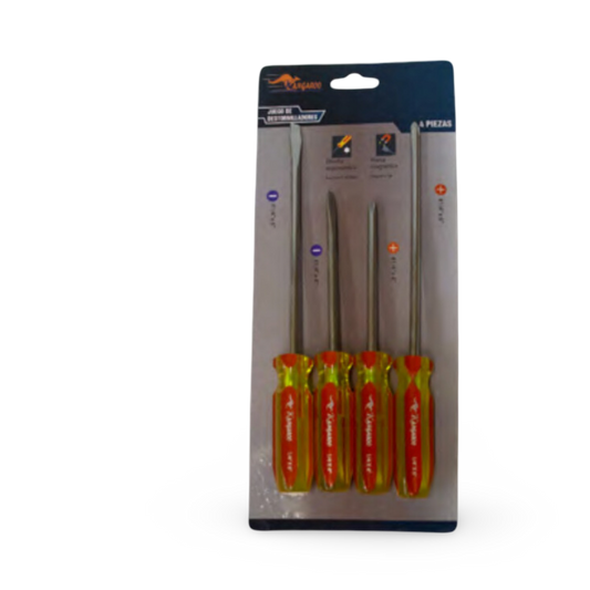 Juego De Destornilladores Mixto Económica 1/4" X 4 Piezas  Kangaroo - JGKAN4P