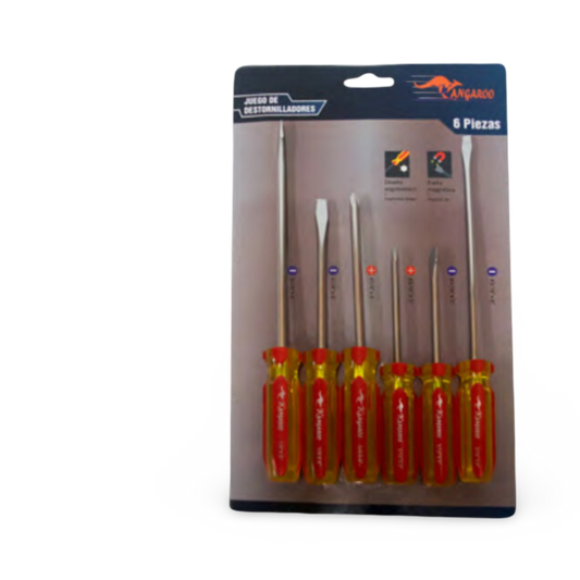 Juego De Destornilladores Mixto Económica 3/16" - 1/4" X 6 Piezas  Kangaroo - JGKAN6P