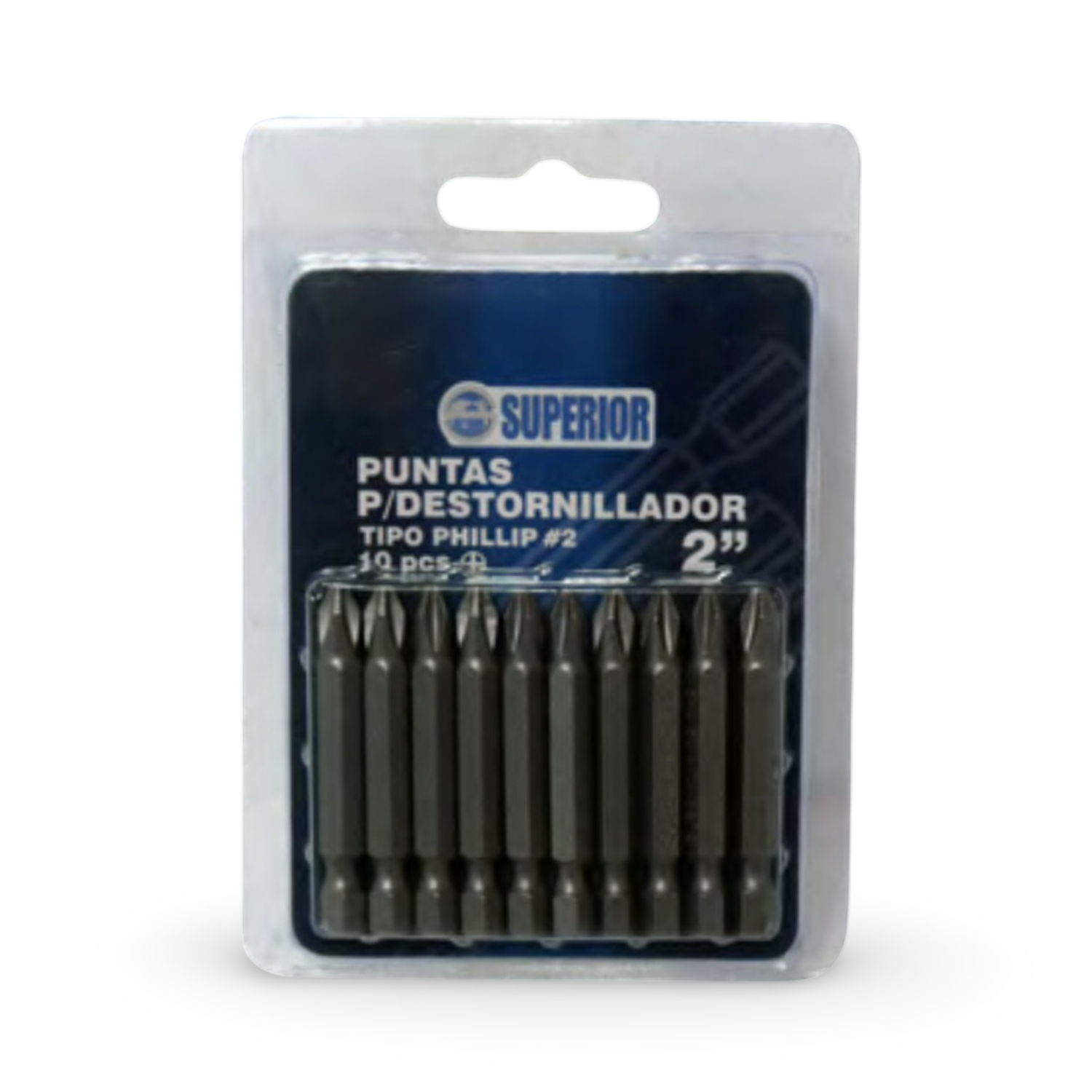 Juego De Puntas 10 Piezas  Philips #2 x 2" En Blister Superior - JPS10P2