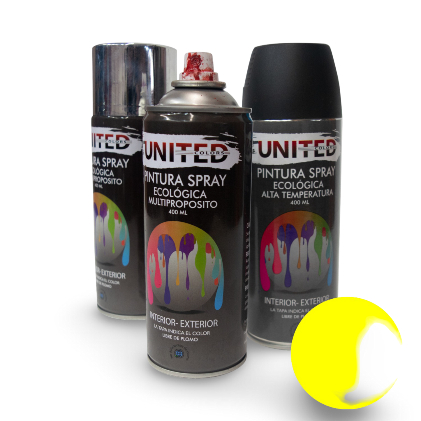 Pintura En Aerosol Amarillo Fluorescente 400ml United - UTAAMFL