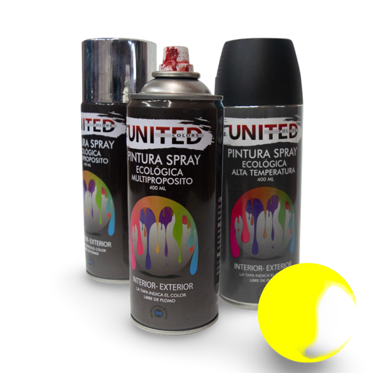 Pintura En Aerosol Amarillo Fluorescente 400ml United - UTAAMFL