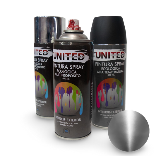 Pintura En Aerosol Cromo Plata Brillante 400ml United - UTACRPLB