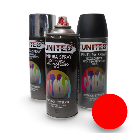 Pintura En Aerosol Rojo Fluorescente 400ml United - UTARJFL
