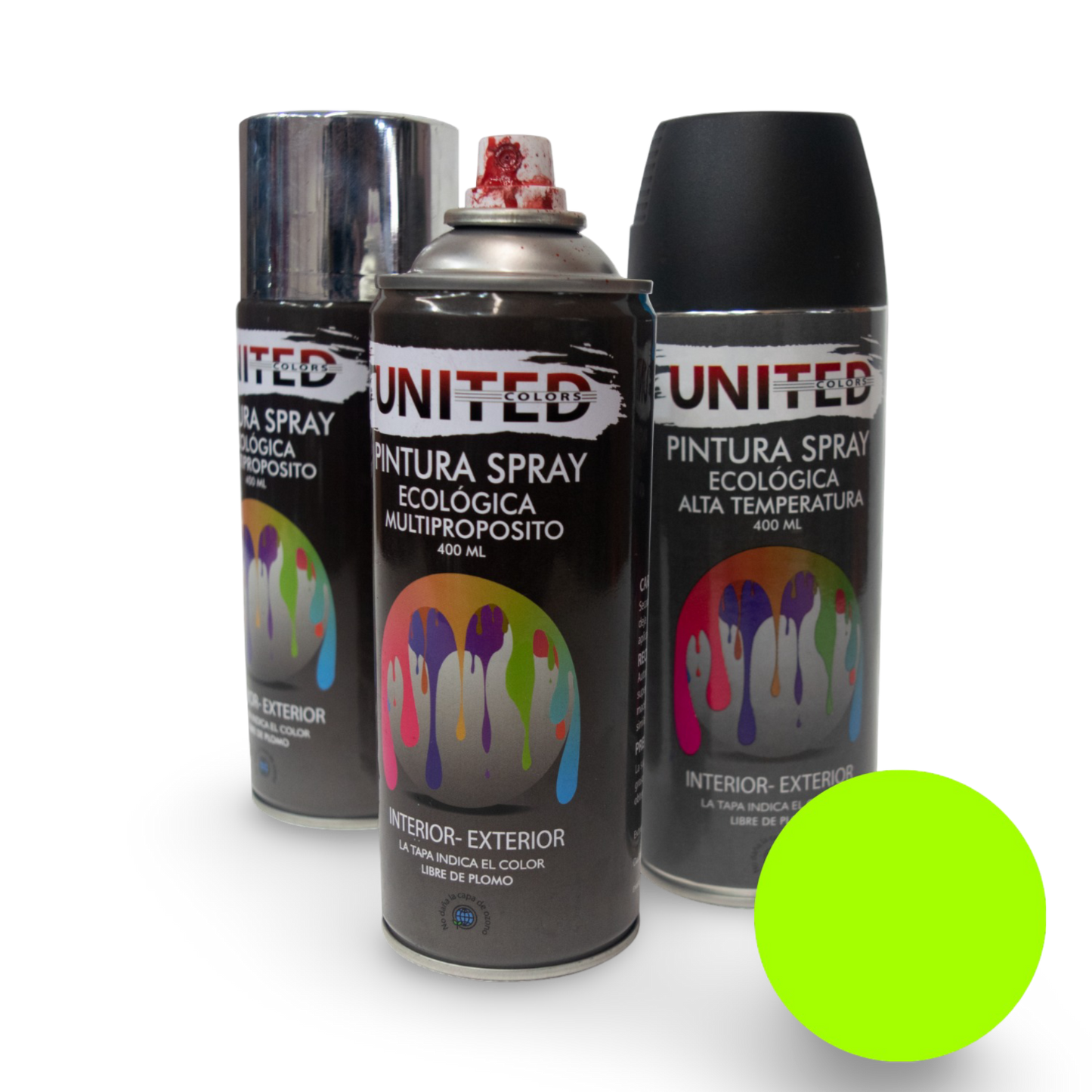 Pintura En Aerosol Verde Fluorescente 400ml United - UTAVEFL