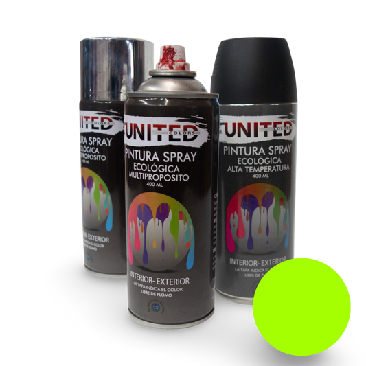Pintura En Aerosol Verde Fluorescente 400ml United - UTAVEFL